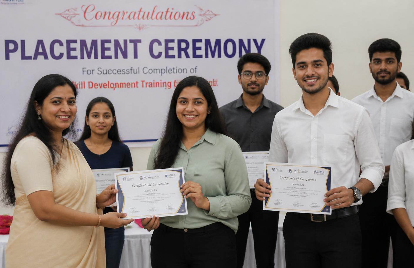 Trainees at placement ceremony